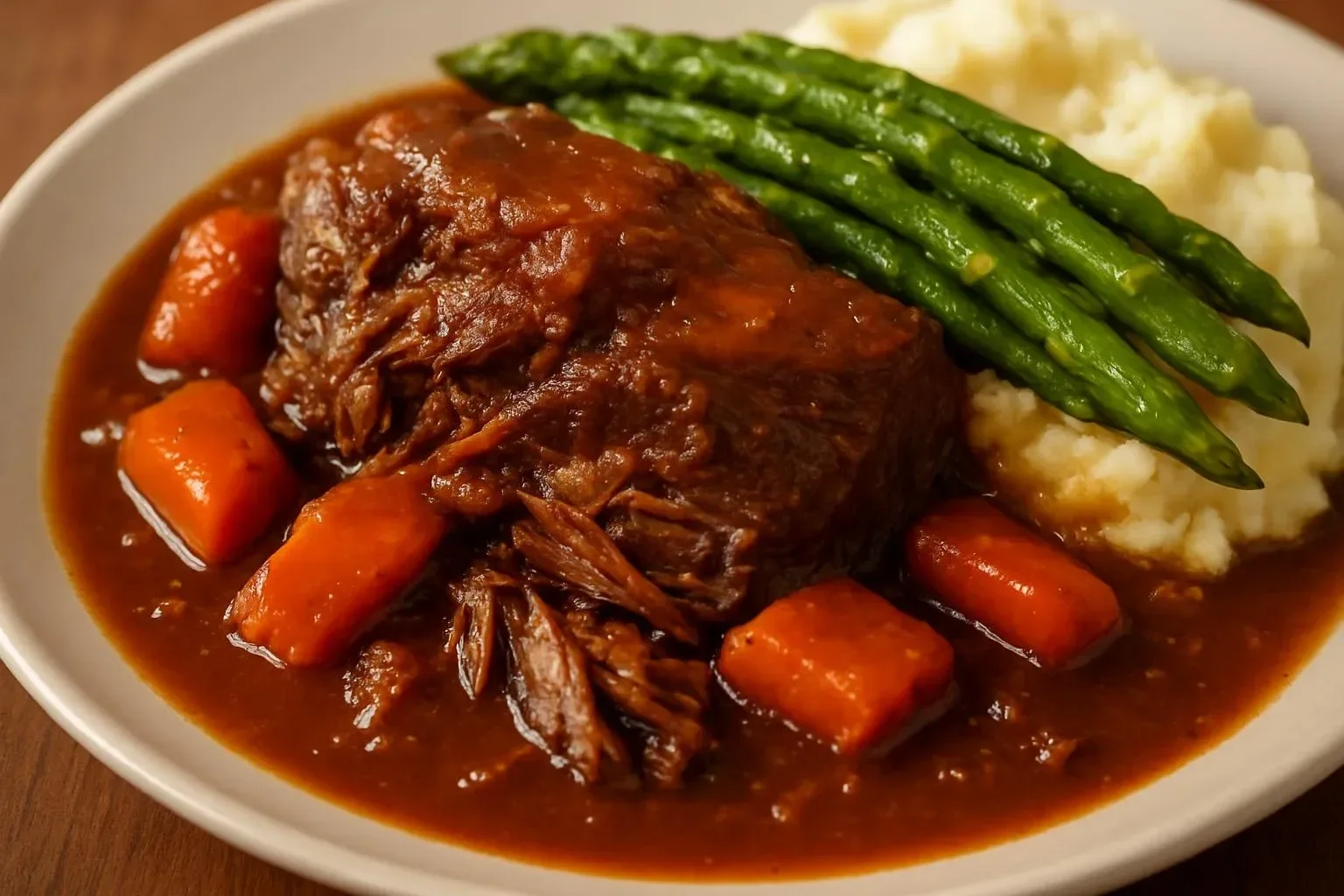 Delicious succulent Italian Pot Roast served with vegetables