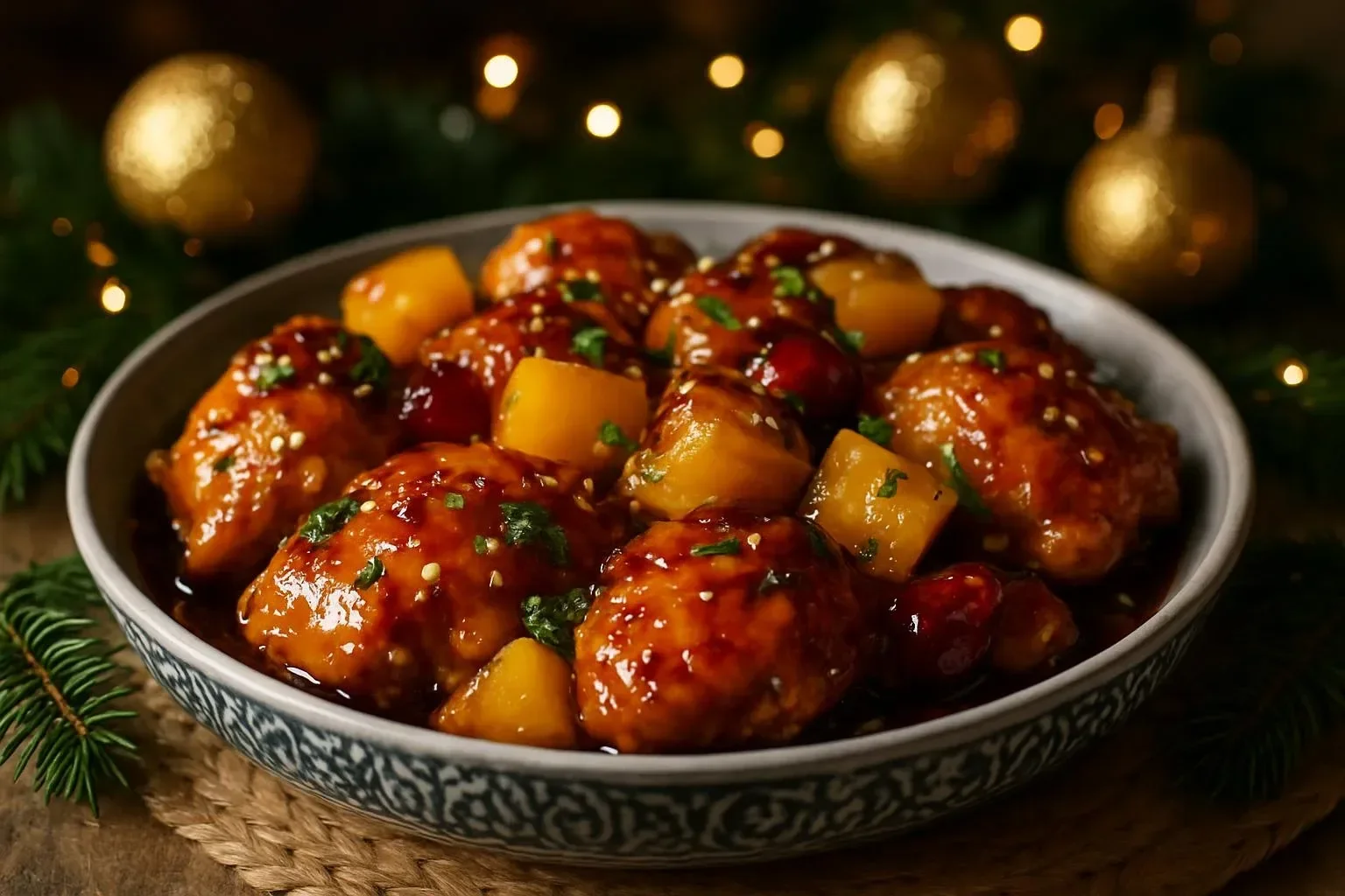 Delicious Sweet Hawaiian Crockpot Chicken served with pineapple and rice