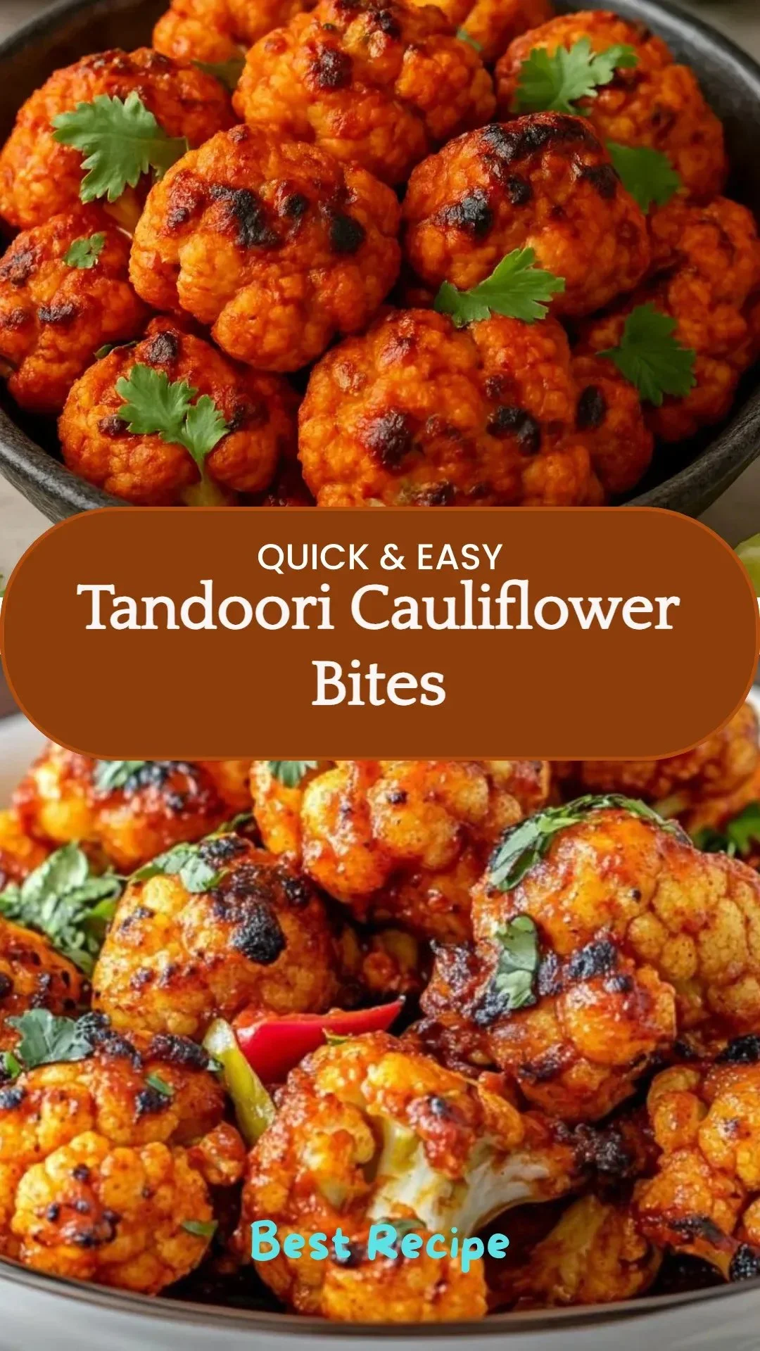 Delicious Tandoori Cauliflower Bites served on a plate with dipping sauce