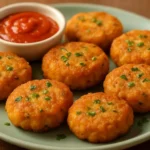 Delicious Thai shrimp cakes served with dipping sauce on a plate