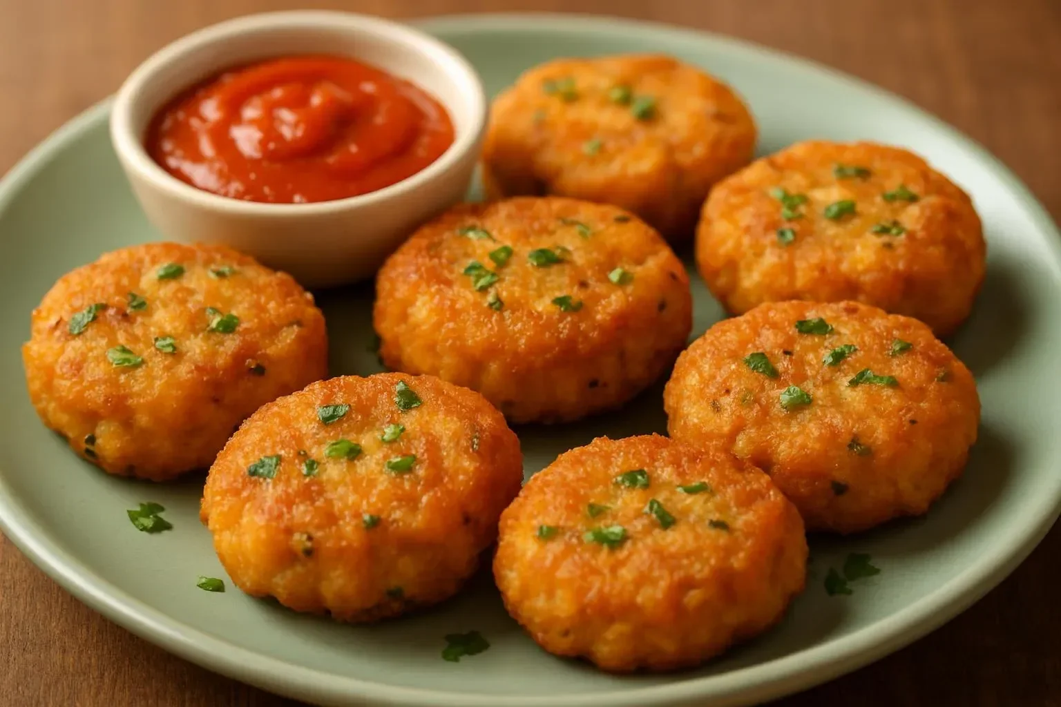 Delicious Thai shrimp cakes served with dipping sauce on a plate