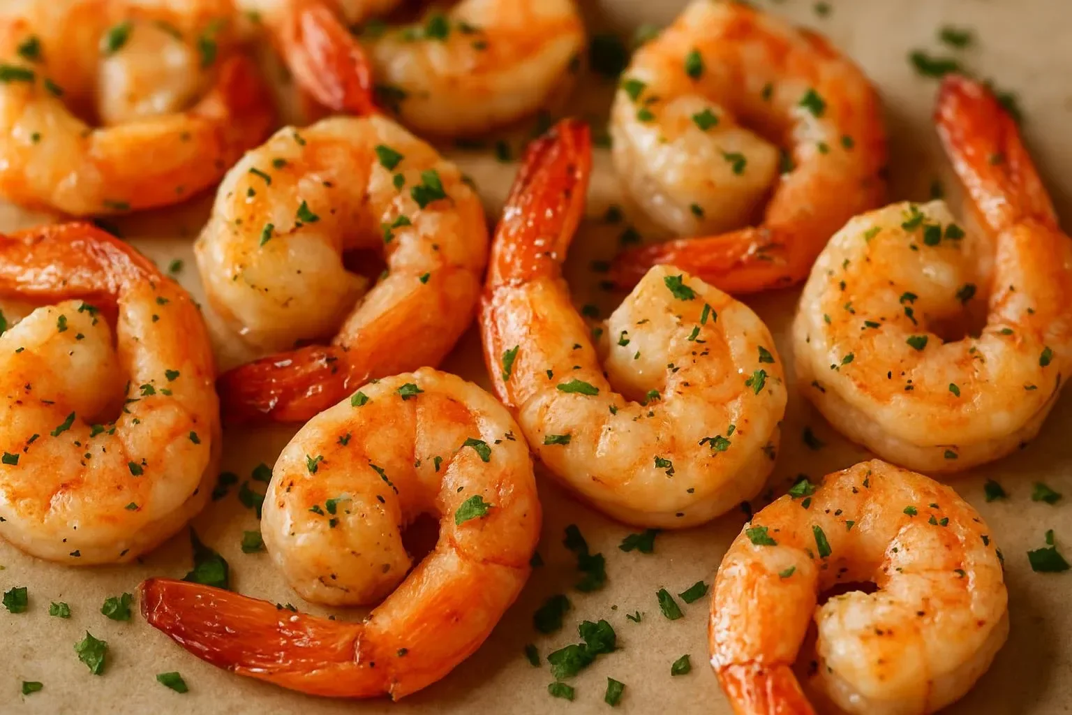 Plate of vegan shrimp with vegetables and herbs, showcasing a plant-based seafood alternative.