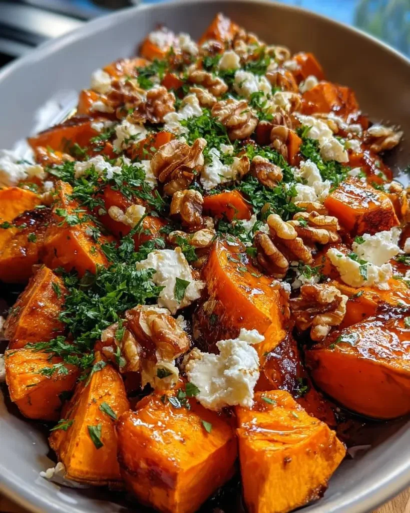 Delicious Walnut Maple Goat Cheese with a sweet glaze and crushed walnuts