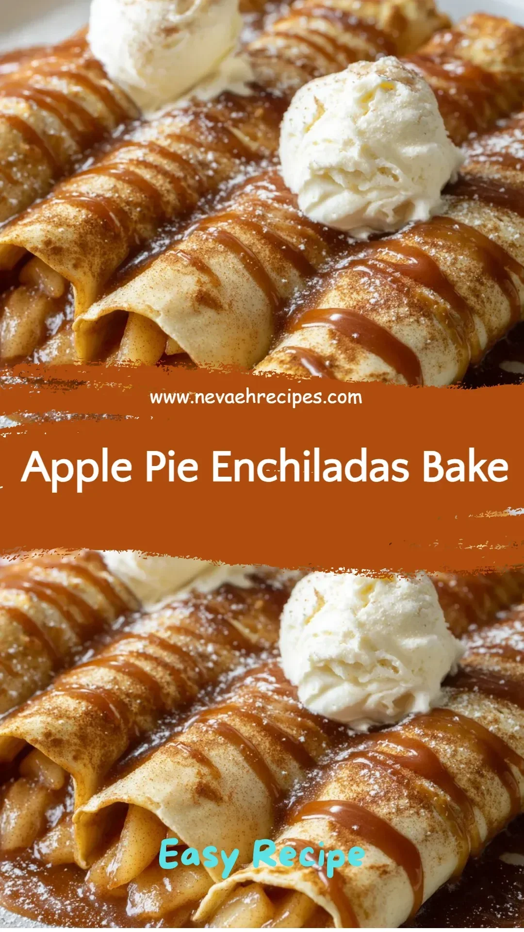 Delicious apple pie enchiladas baked in a rich cinnamon sauce.