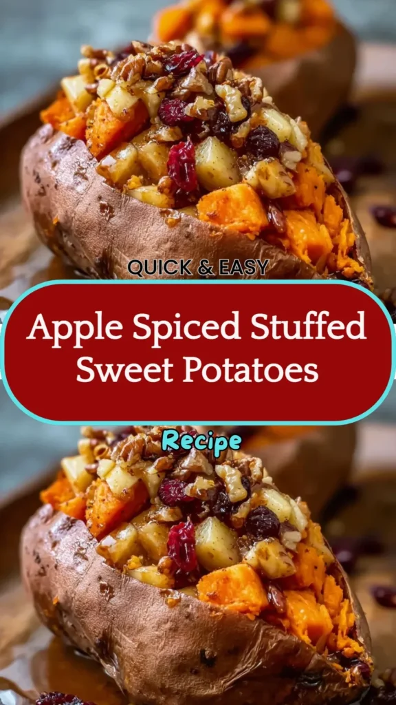 Apple spiced stuffed sweet potatoes garnished with cinnamon and nuts