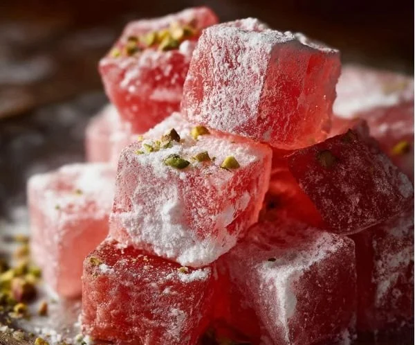 Authentic Turkish Delight in various flavors and colors
