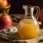 Apple cider vinegar bottle with a measuring spoon for weight loss