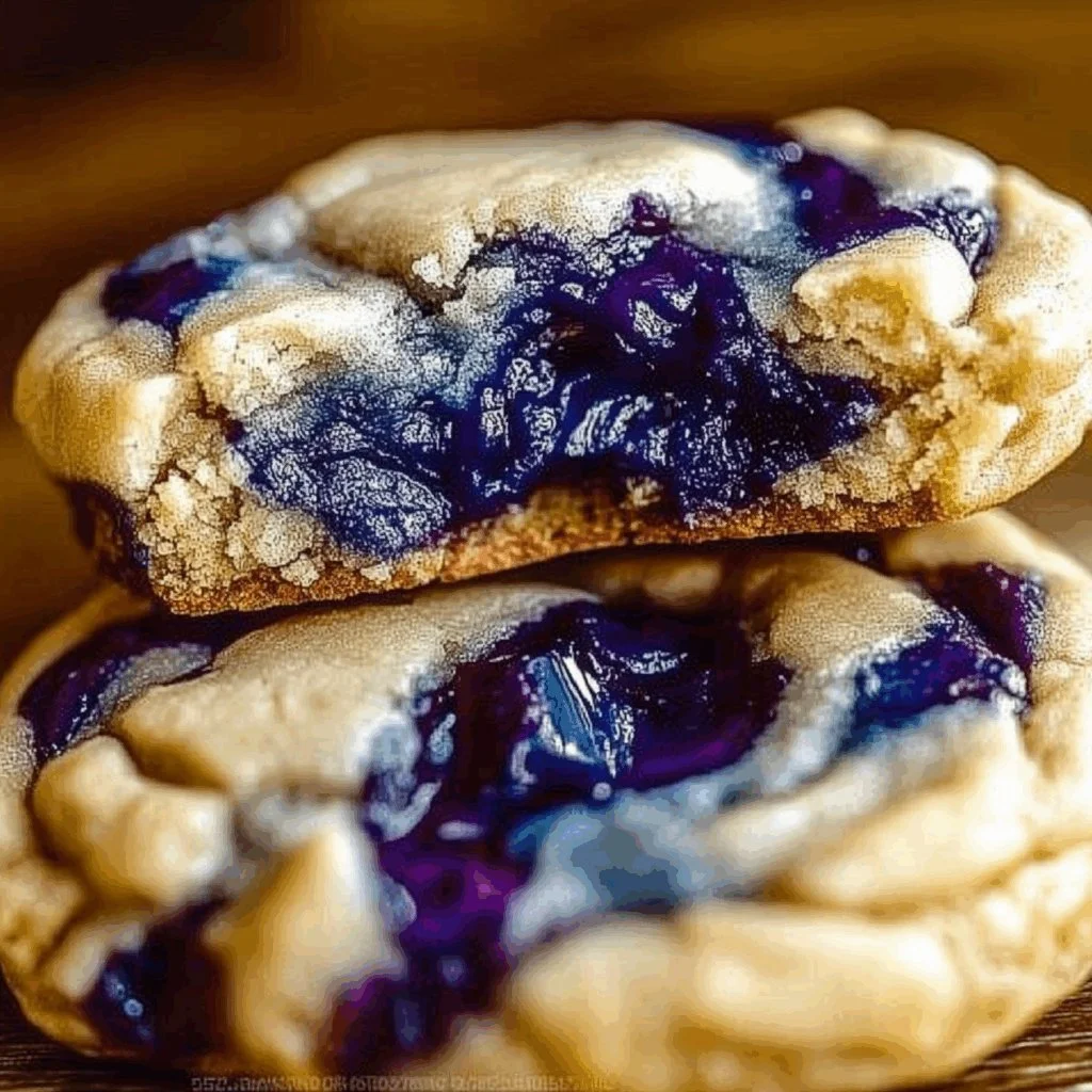 Blueberry cheesecake swirl cookies with fresh blueberries and creamy cheesecake filling.