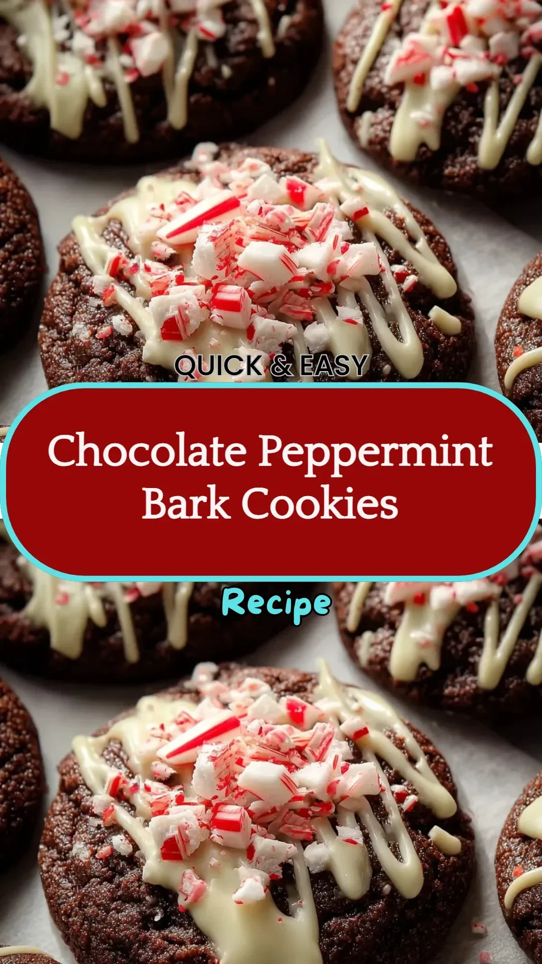 Delicious chocolate peppermint bark cookies ready for the holiday season