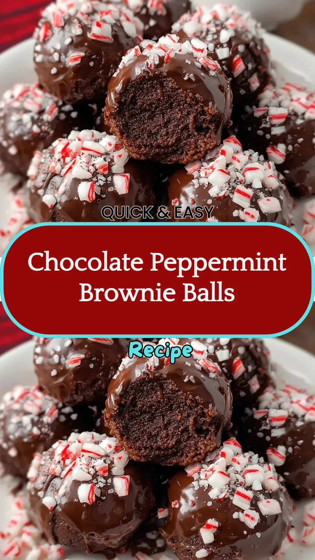 Chocolate peppermint brownie balls with sprinkles on top