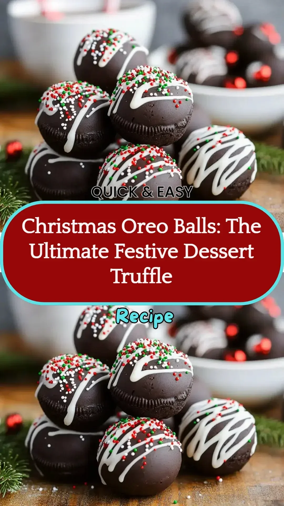 Festive Christmas Oreo balls dessert truffles on a holiday table