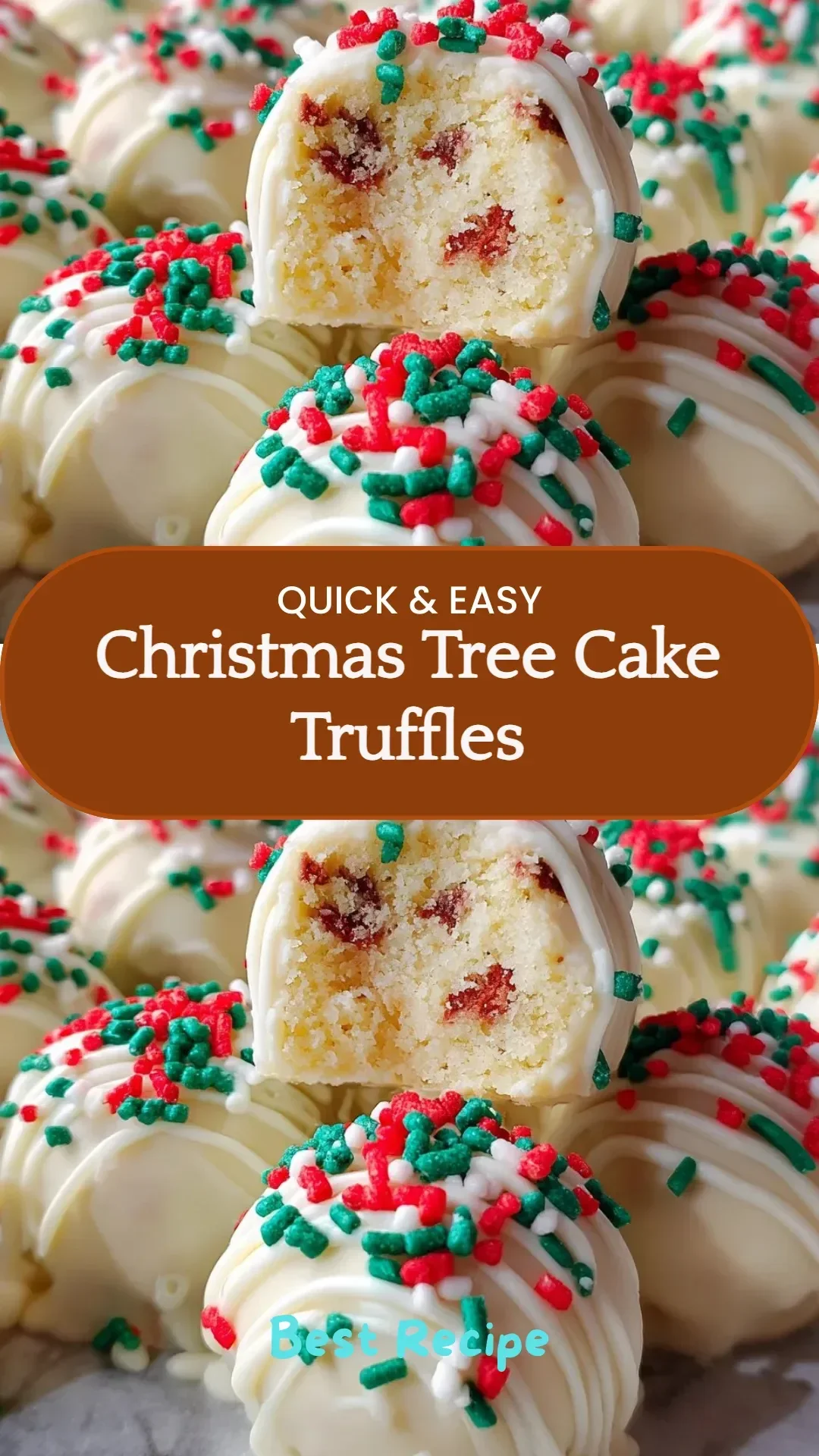 Christmas Tree Cake Truffles decorated with festive green icing for the holidays