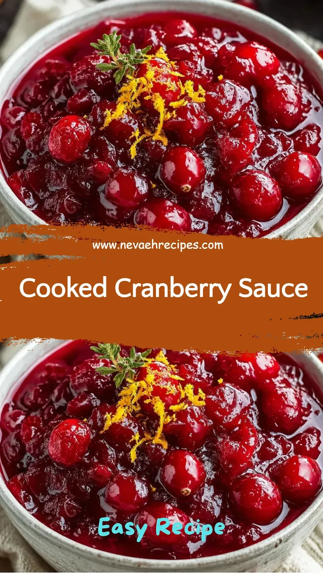 Delicious homemade cooked cranberry sauce served in a bowl.