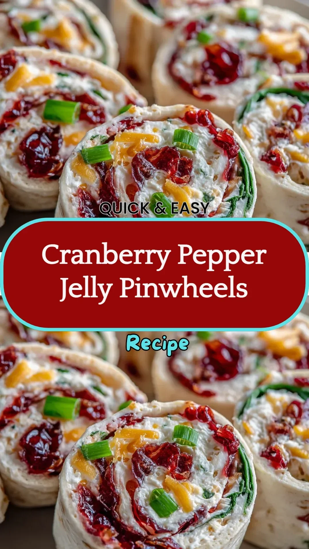 Cranberry Pepper Jelly Pinwheels on a serving platter.