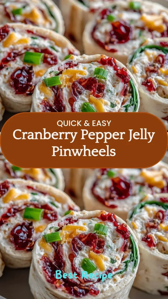 Cranberry Pepper Jelly Pinwheels ready to serve on a platter
