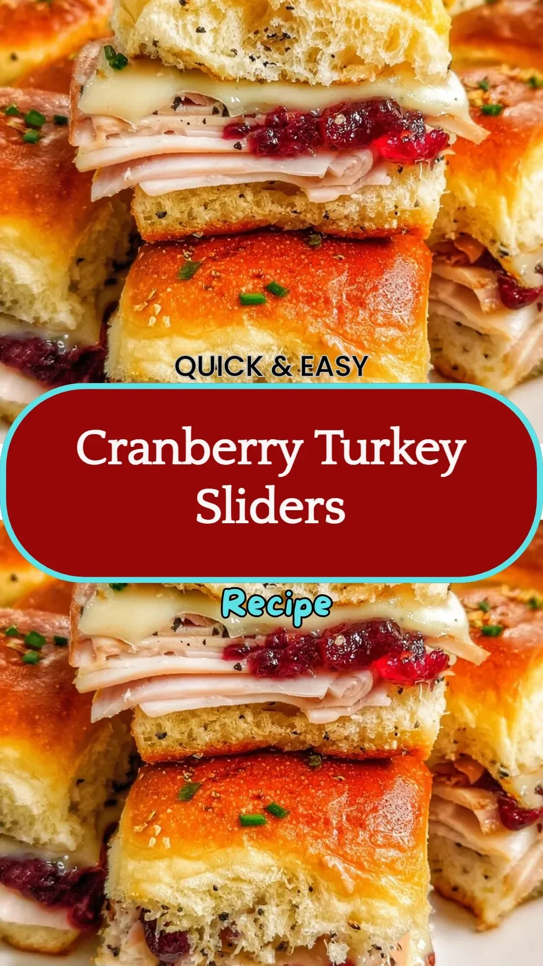 Cranberry Turkey Sliders served on a wooden platter with fresh ingredients