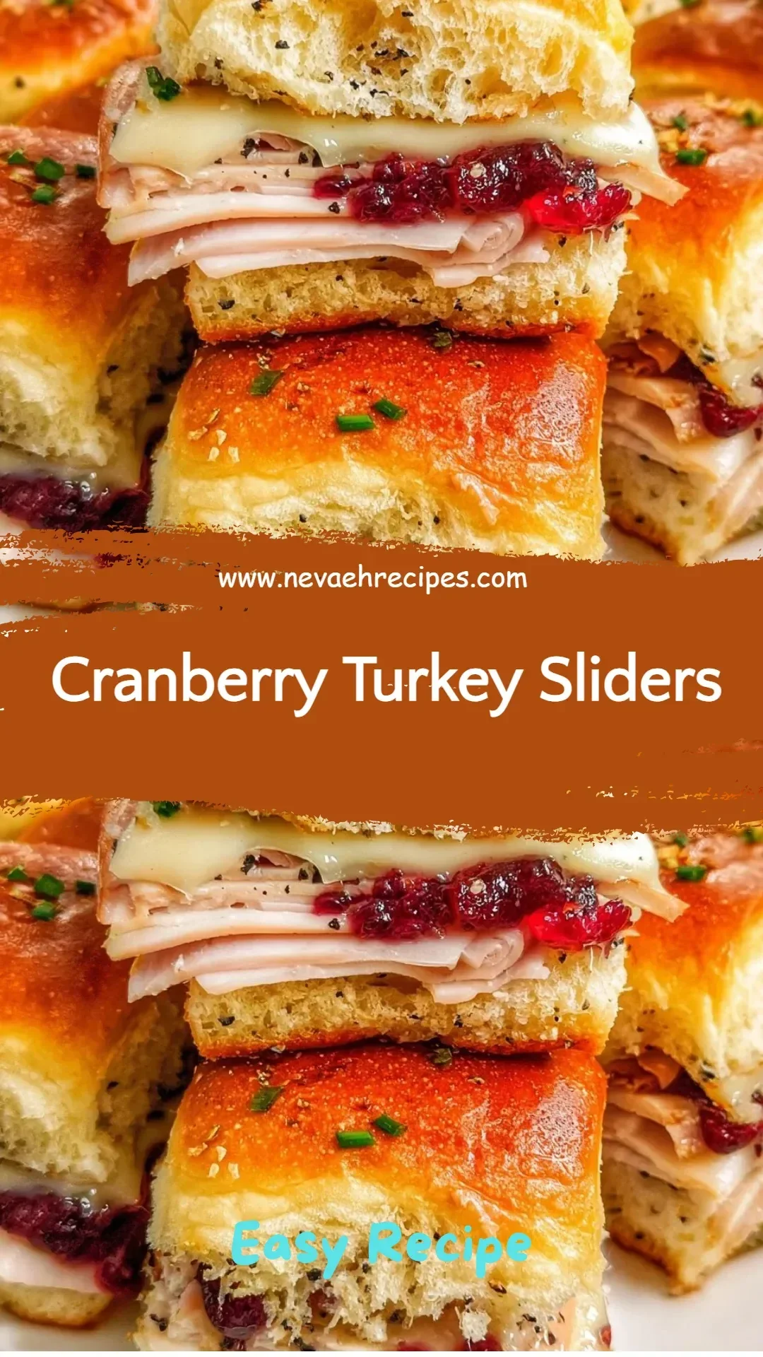 Cranberry Turkey Sliders served on a platter with festive garnishes
