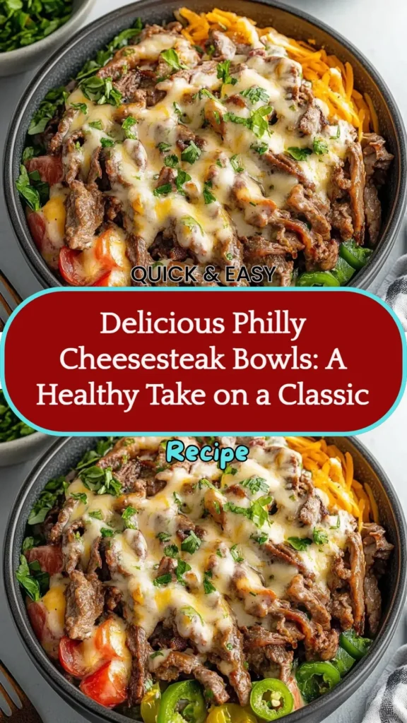 Healthy Philly cheesesteak bowl with vegetables and lean protein
