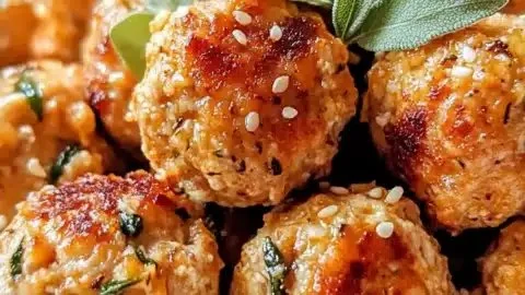 Delicious pumpkin-sage turkey meatballs served in a cozy fall setting