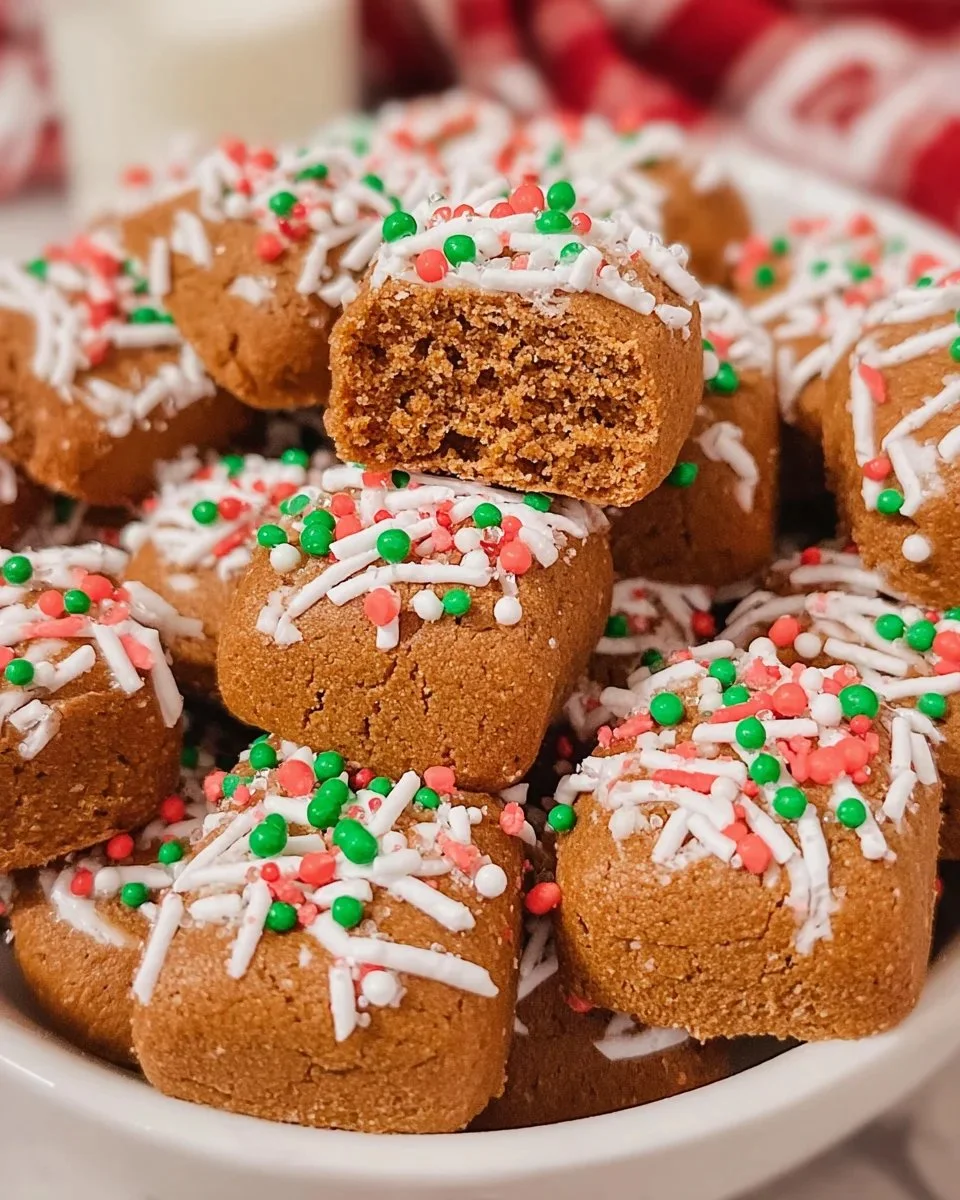 Easy gingerbread cookie bites decorated for the holidays