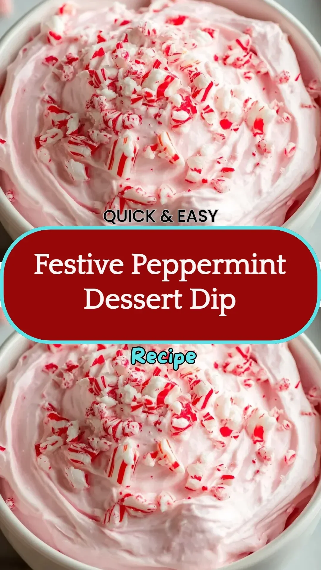 Festive peppermint dessert dip served with festive treats