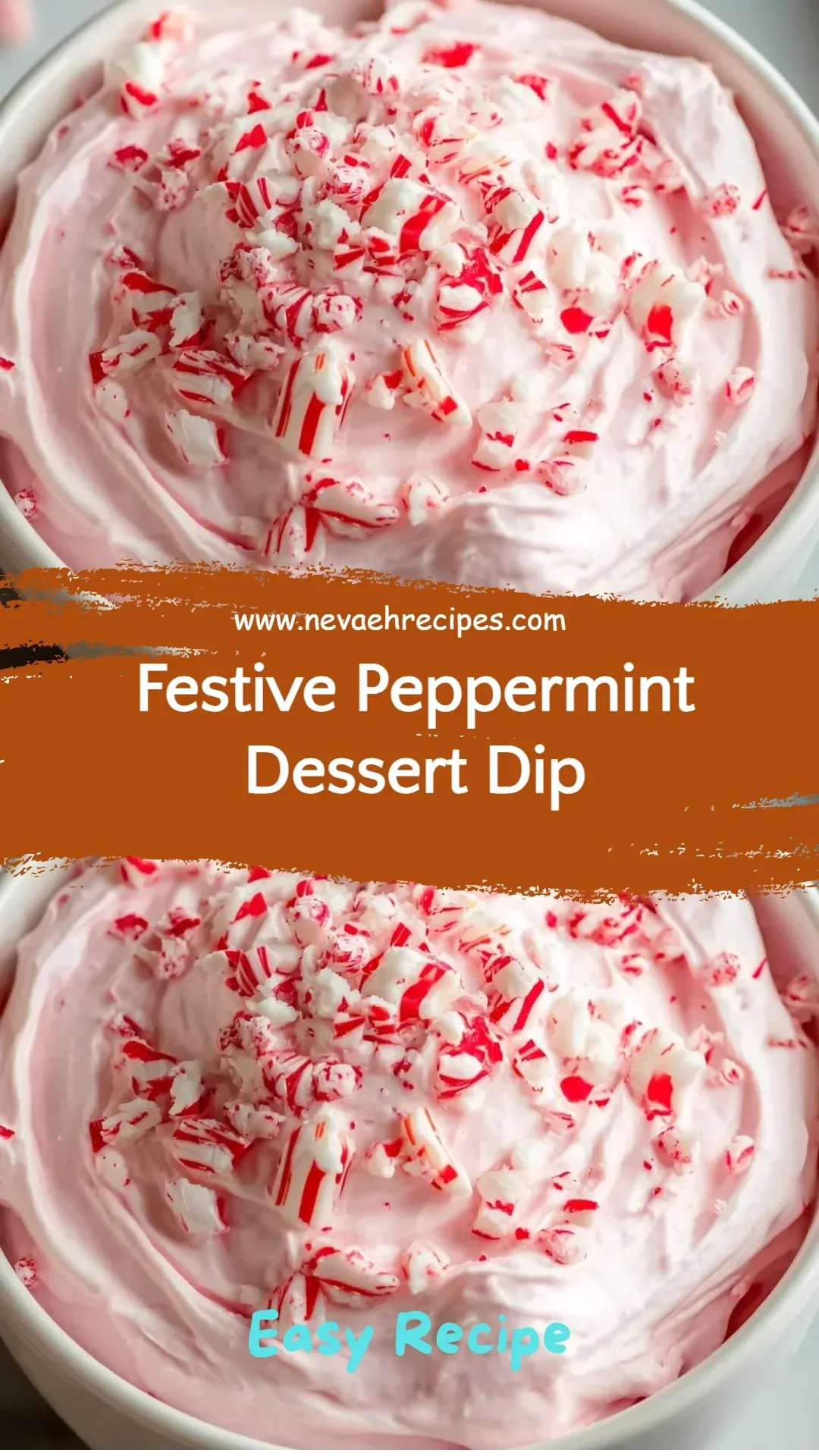 Festive peppermint dessert dip with a creamy texture and crushed peppermint garnish