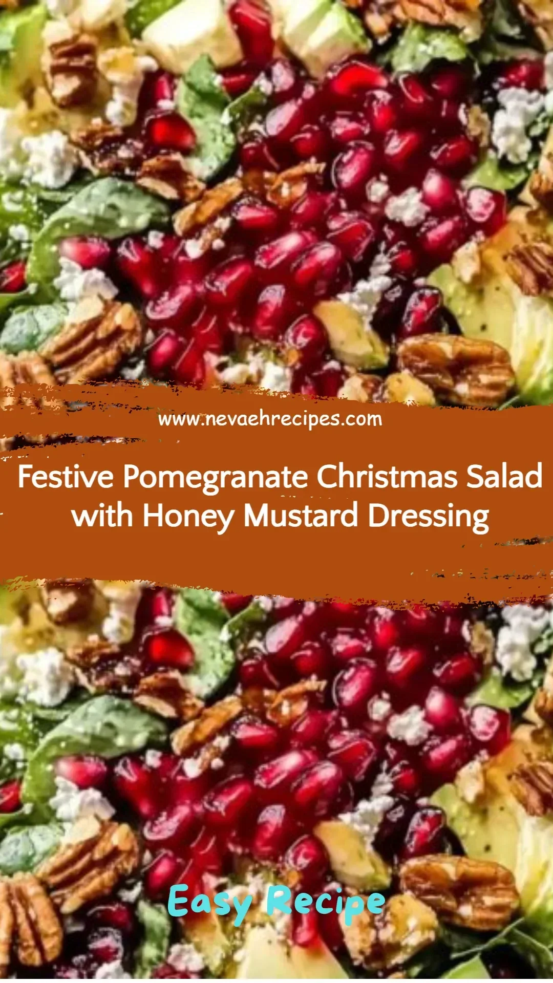 Festive Pomegranate Christmas Salad with Honey Mustard Dressing served in a bowl
