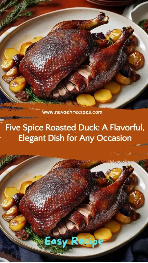 Plate of Five Spice Roasted Duck garnished with fresh herbs