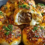 Delicious Garlic Parmesan Cheeseburger Bombs ready to serve