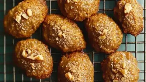Delicious Greek Honey Walnut Cookies garnished with honey and walnuts
