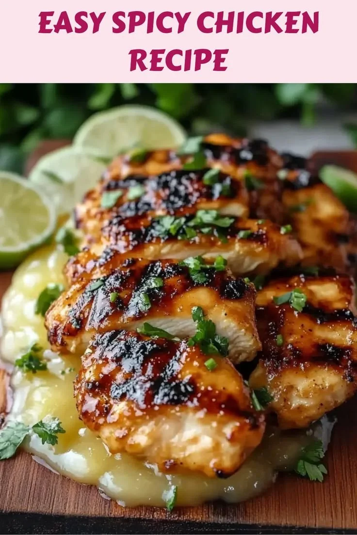 Grilled Spicy Honey Lime Chicken garnished with fresh herbs