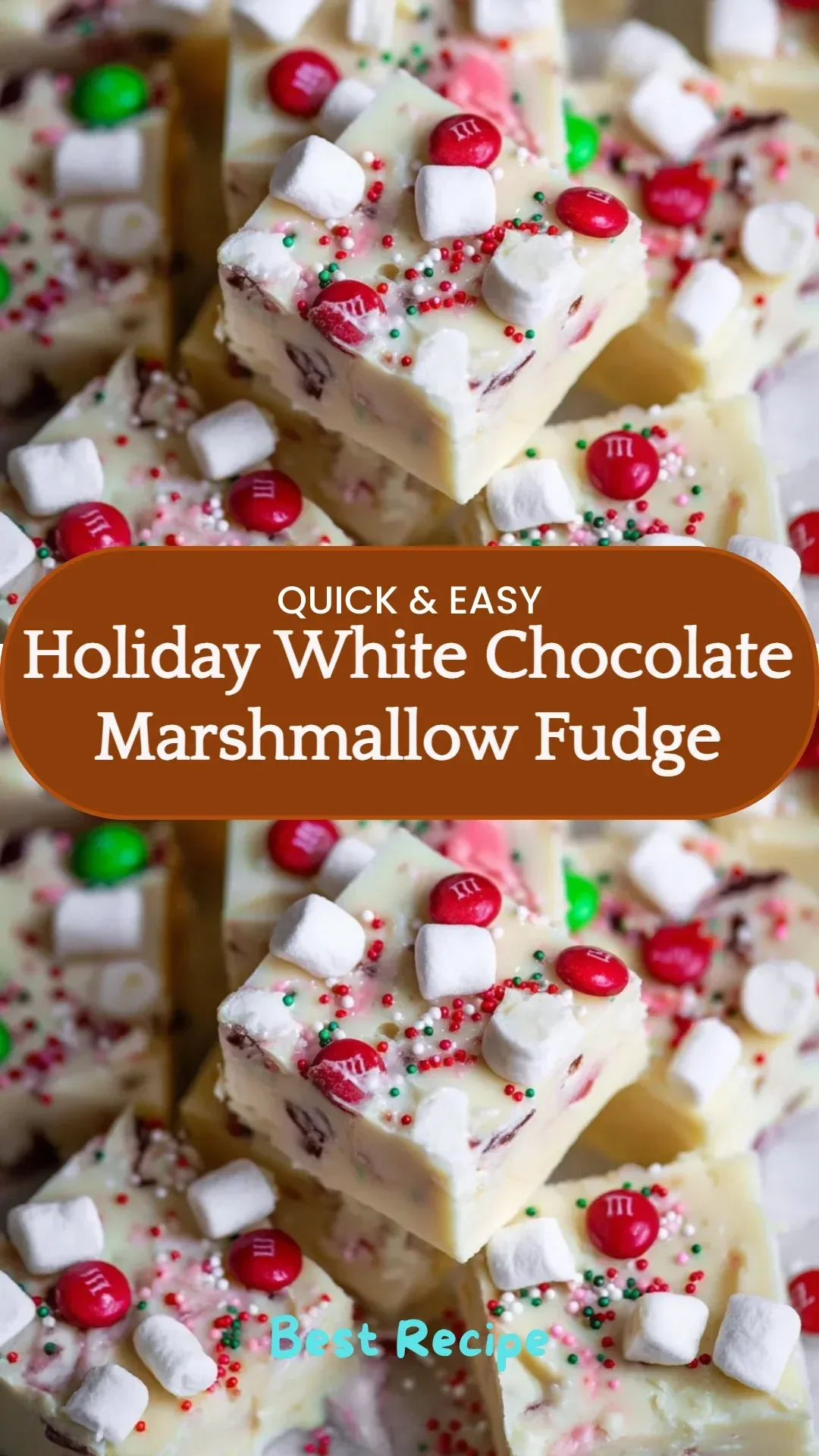 Delicious holiday white chocolate marshmallow fudge dessert