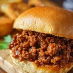 Delicious homemade sloppy joes served on a bun with side condiments