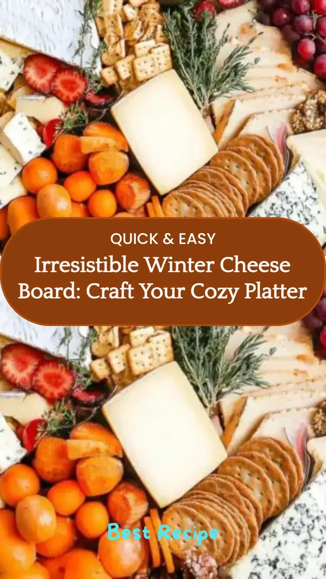 Irresistible winter cheese board with various cheeses and garnishes
