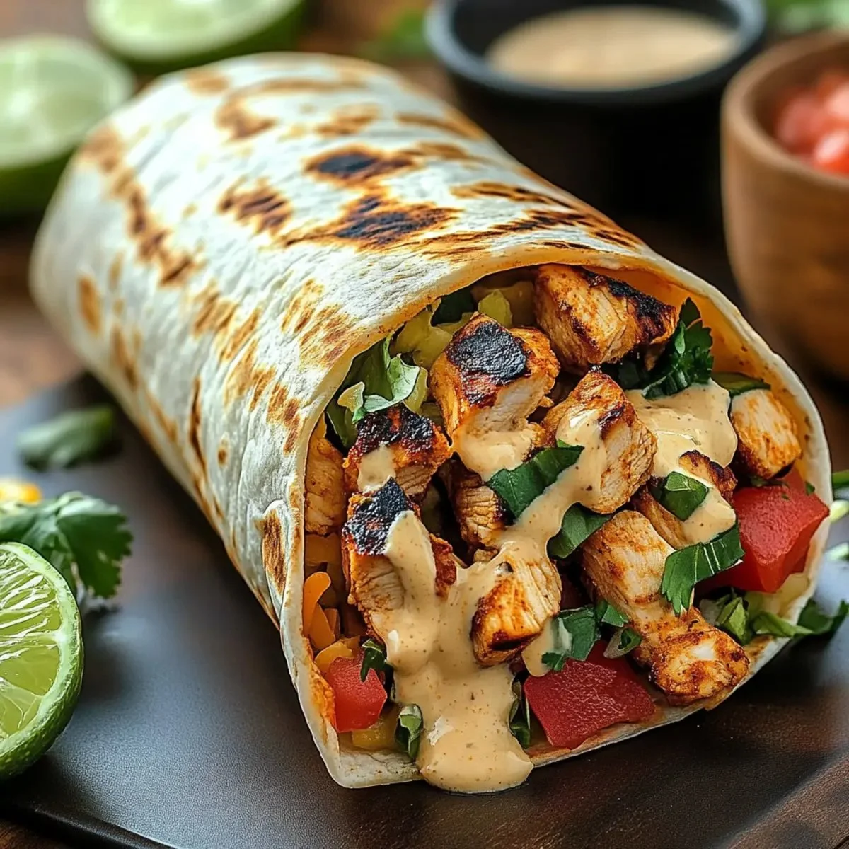 Delicious Chipotle Ranch Burrito with grilled chicken and fresh ingredients