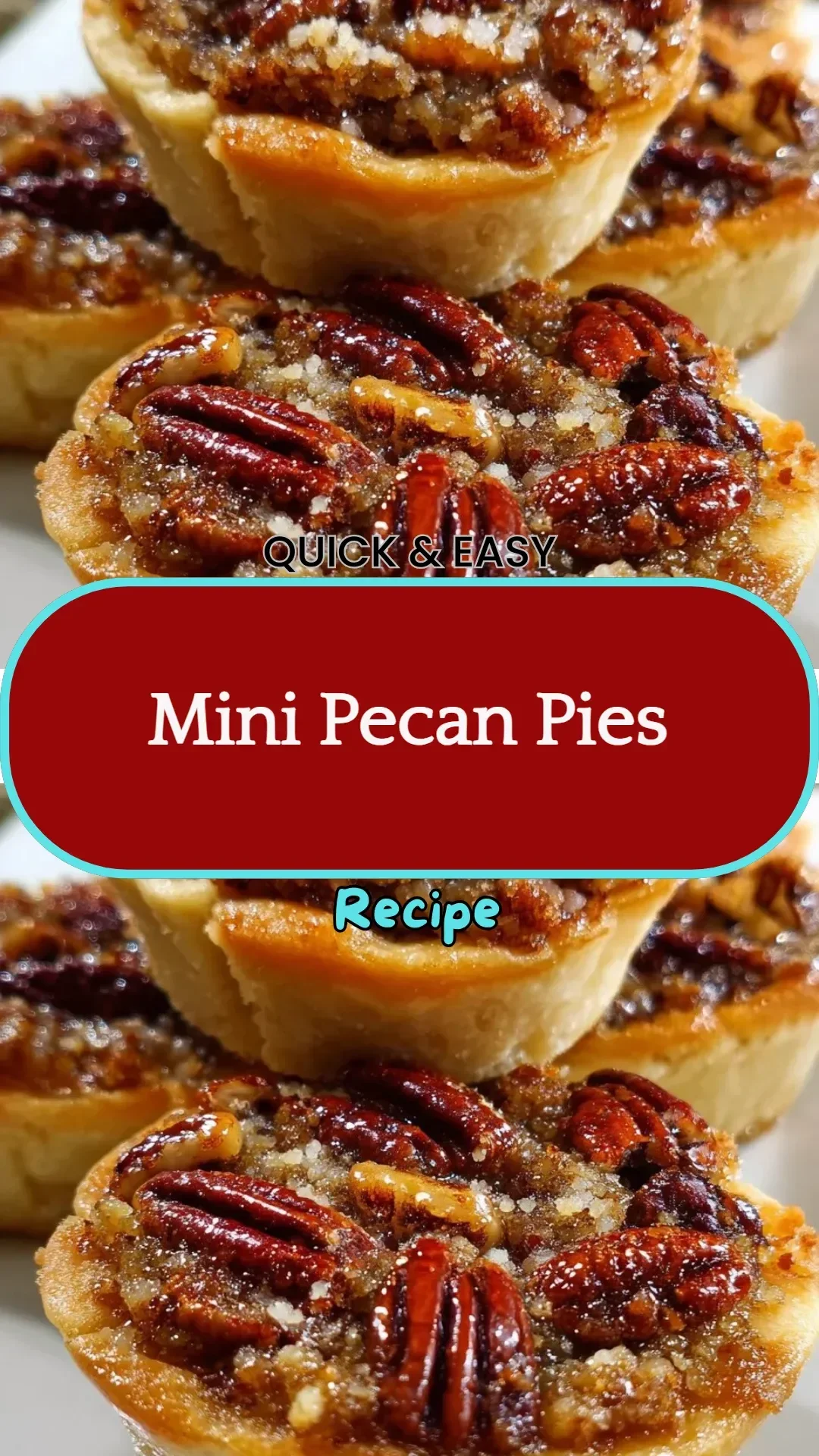 Delicious mini pecan pies served on a rustic wooden platter