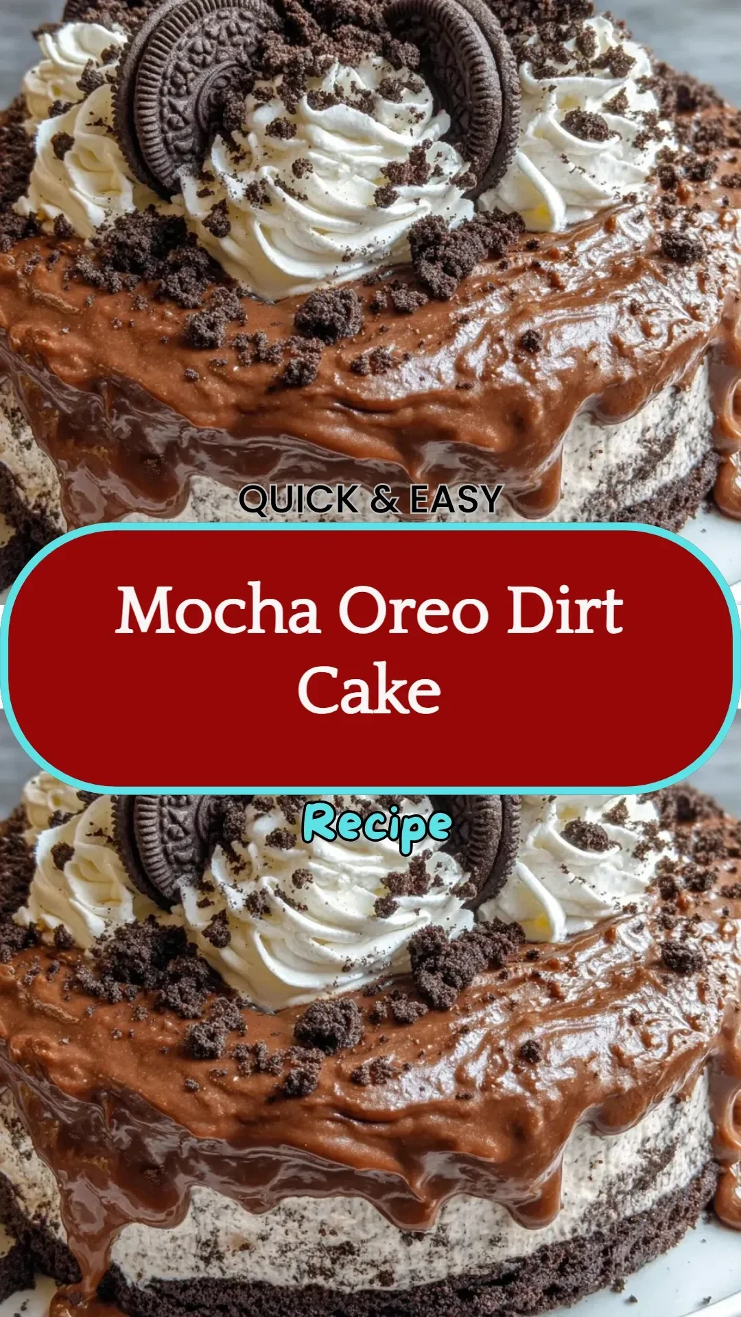 Mocha Oreo Dirt Cake with layers of chocolate and crushed Oreos