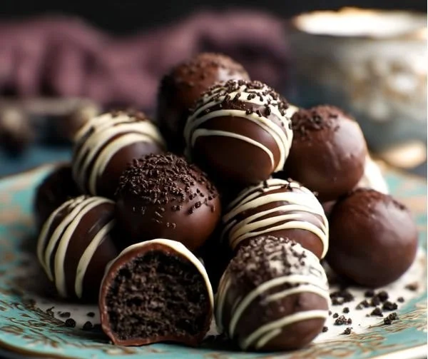 Decadent Oreo truffles made with crushed Oreos and cream cheese