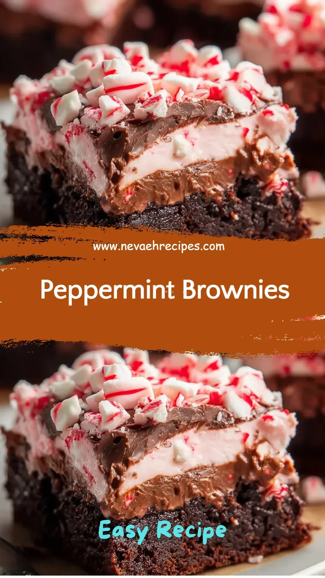 Delicious peppermint brownies topped with chocolate and mint flakes