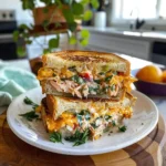 Delicious homemade tuna melt on toasted bread with melted cheese