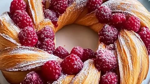 Raspberry and Ginger Bread Wreath decorated with festive toppings