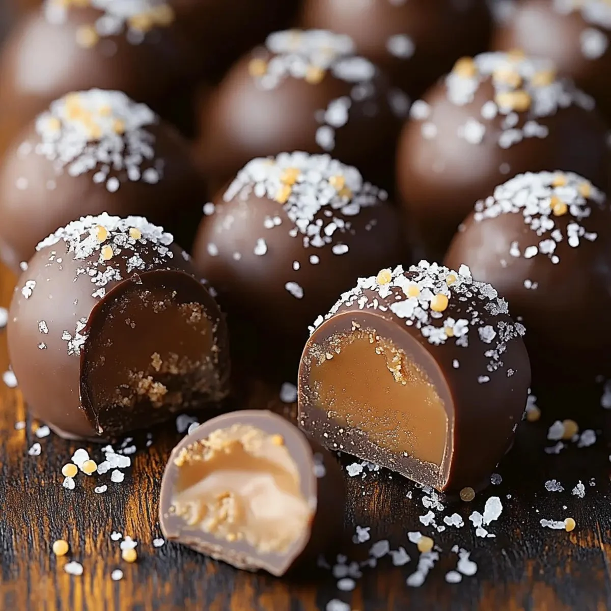Delicious salted caramel truffles dipped in chocolate