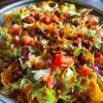 Taco Salad with Catalina Dressing garnished with fresh ingredients served in a bowl