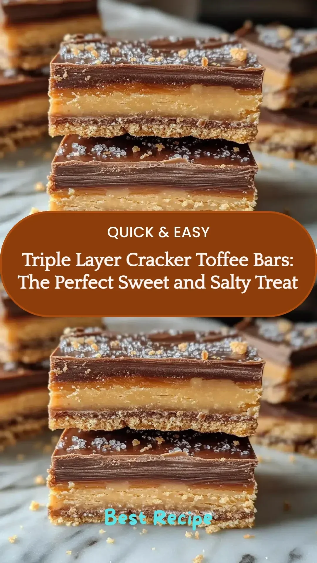 Triple layer cracker toffee bars drizzled with chocolate and sprinkled with nuts