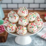 Delicious homemade Christmas Tree Cake Balls decorated for the holidays