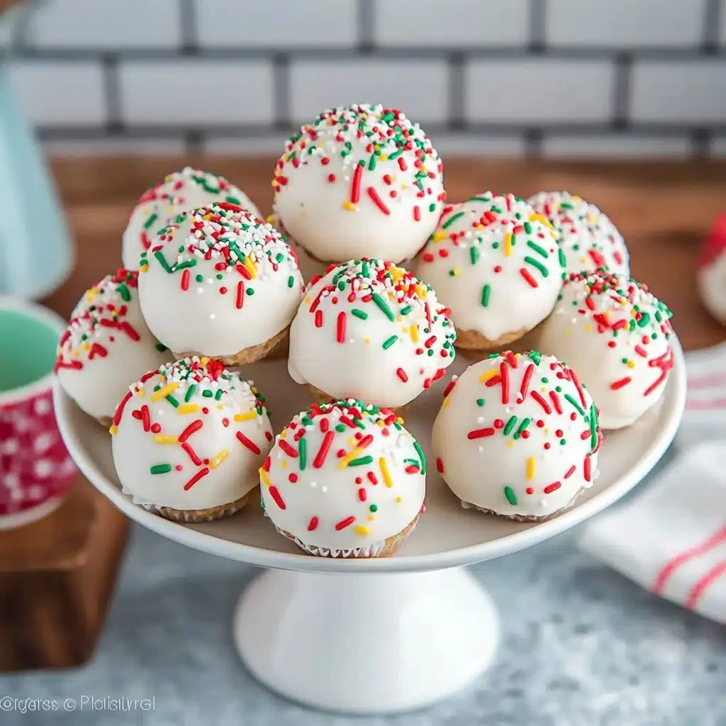 Delicious homemade Christmas Tree Cake Balls decorated for the holidays