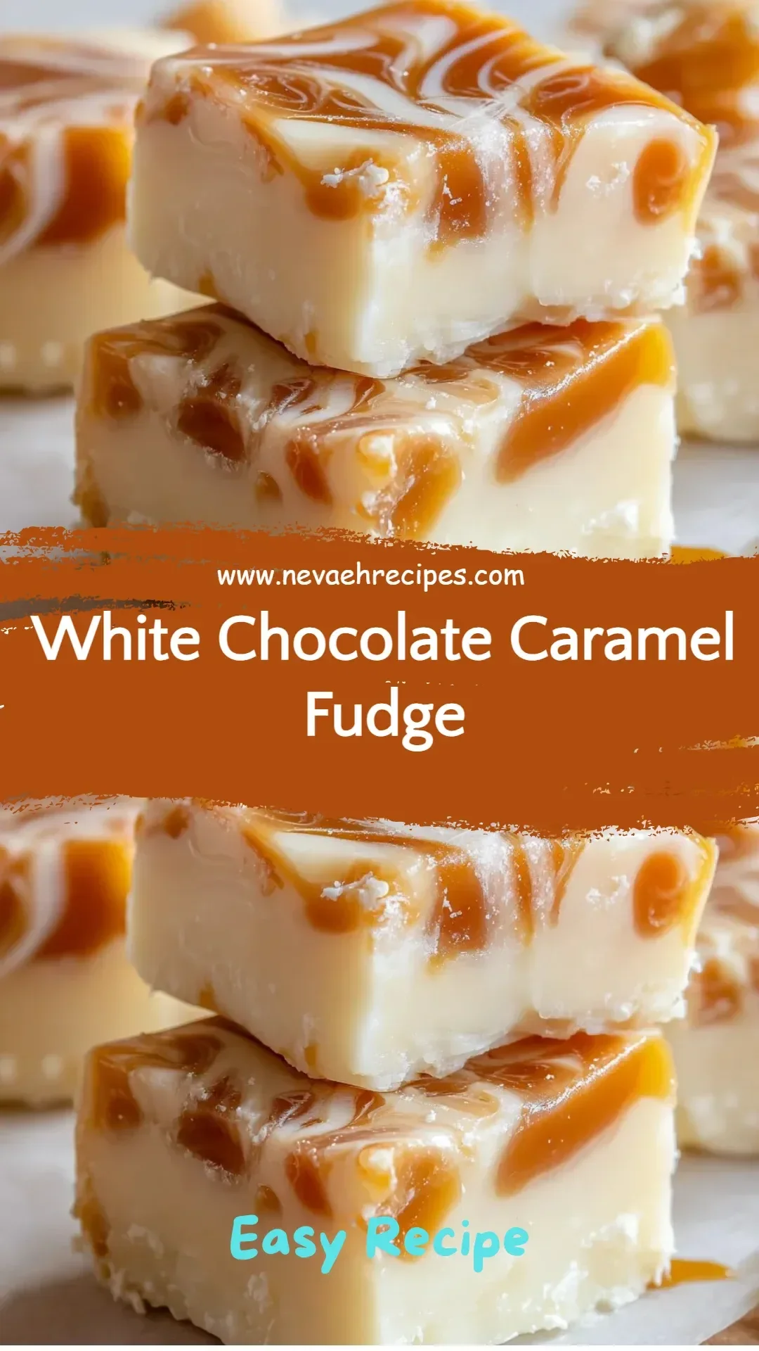 Delicious white chocolate caramel fudge with a creamy texture