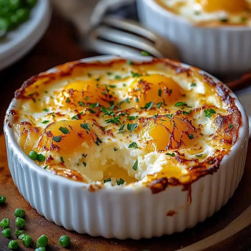 Baked cottage cheese eggs topped with herbs and spices for a nutritious breakfast
