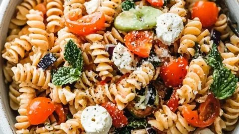 Delicious Zesty Italian Pasta Salad with vibrant vegetables and dressing